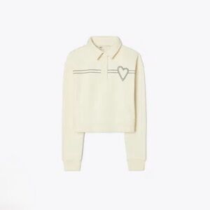 NWT Tory Burch Heart Pickstitch Cotton Polo